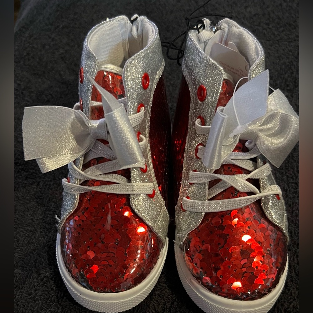 Red sequin shoes
